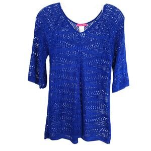 Sunny Leigh Girls Dress Large L Children Size 12 14 Blue Lace Swim Cover Up Kids